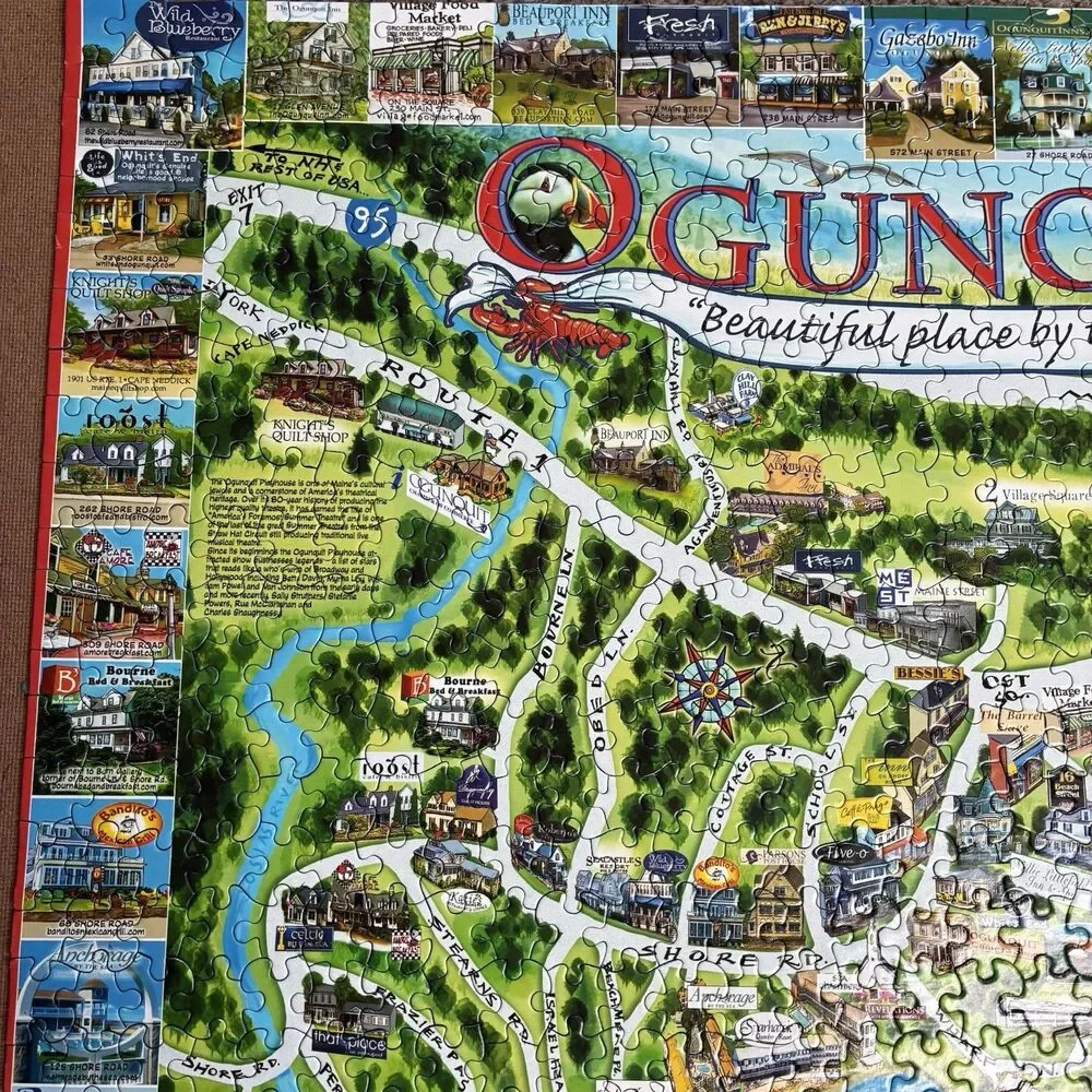 White Mountain Puzzles Ogunquit Maine 1000 Piece Jigsaw Puzzle Complete Rare
